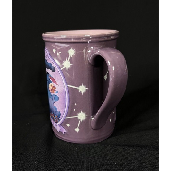 Disney Store Winnie the Pooh EEYORE Zodiac Cancer Sparkle Stars Purple Mug - Picture 2 of 7